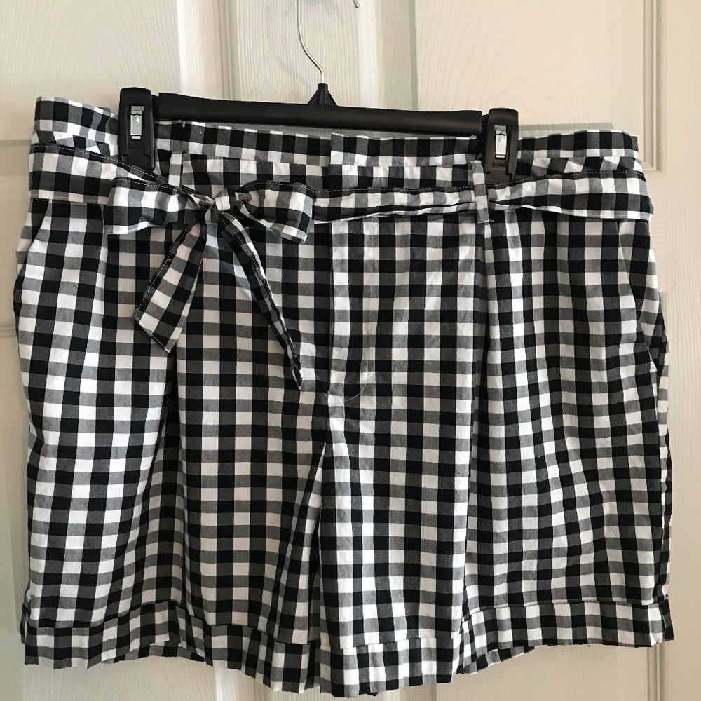 Gingham Paperbag Shorts with Belt